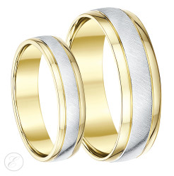 His & Hers 18ct Yellow Gold & White Gold Wedding Rings 5&6mm